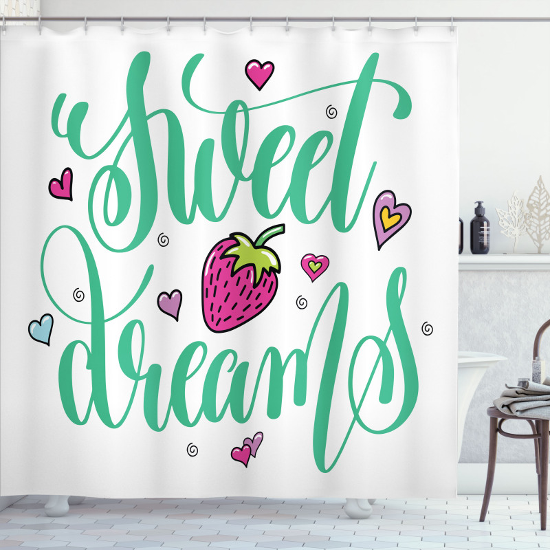 Hearts Strawberry Shower Curtain