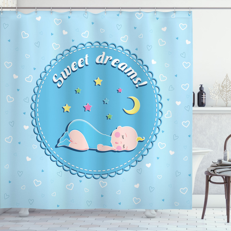 Newborn Baby Stars Shower Curtain