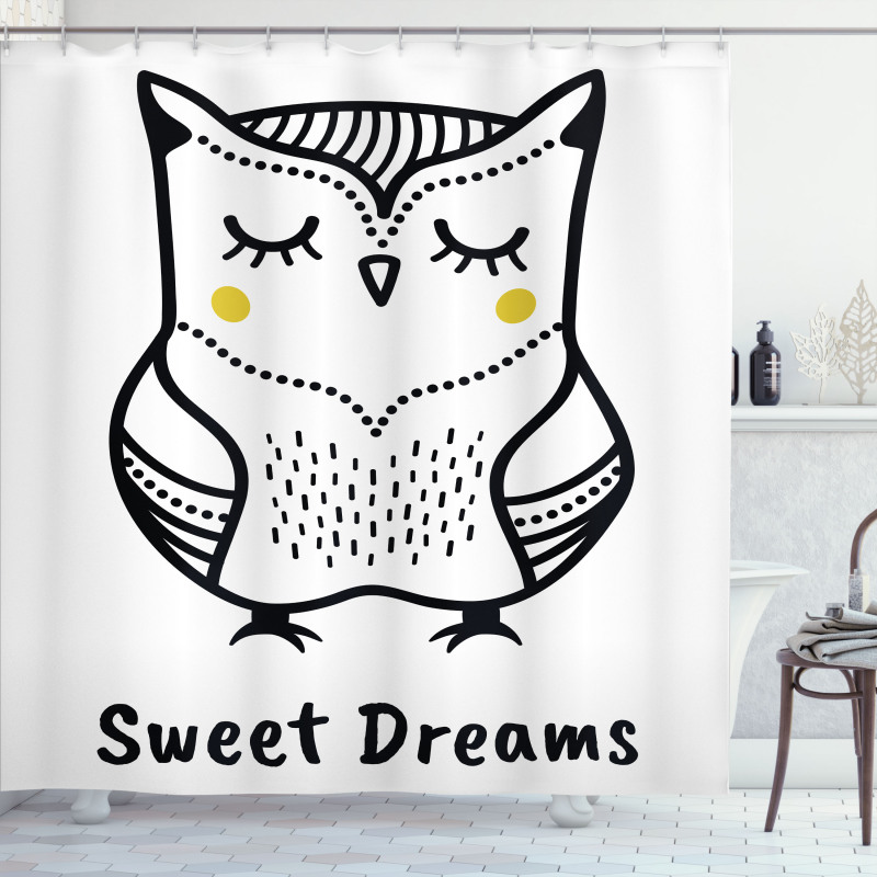 Doodle Style Owl Shower Curtain