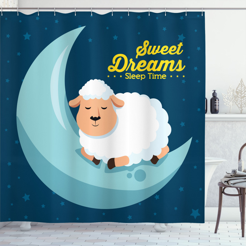 Night Sky Sheep Shower Curtain