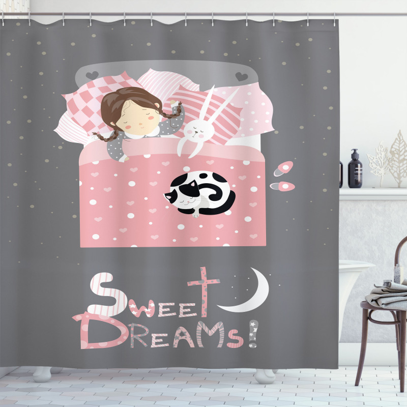 Girl with a Bunny Shower Curtain