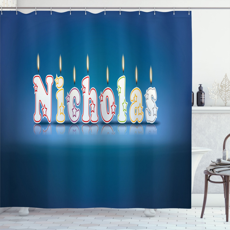 Boys Name Party Candle Shower Curtain