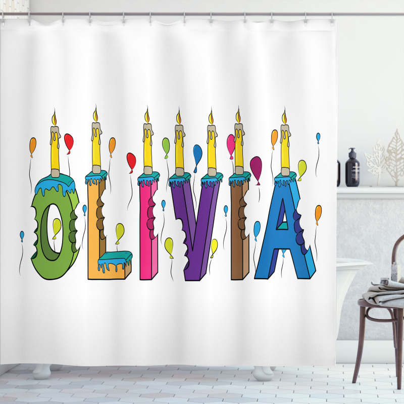 Letter Cake Girl Name Shower Curtain