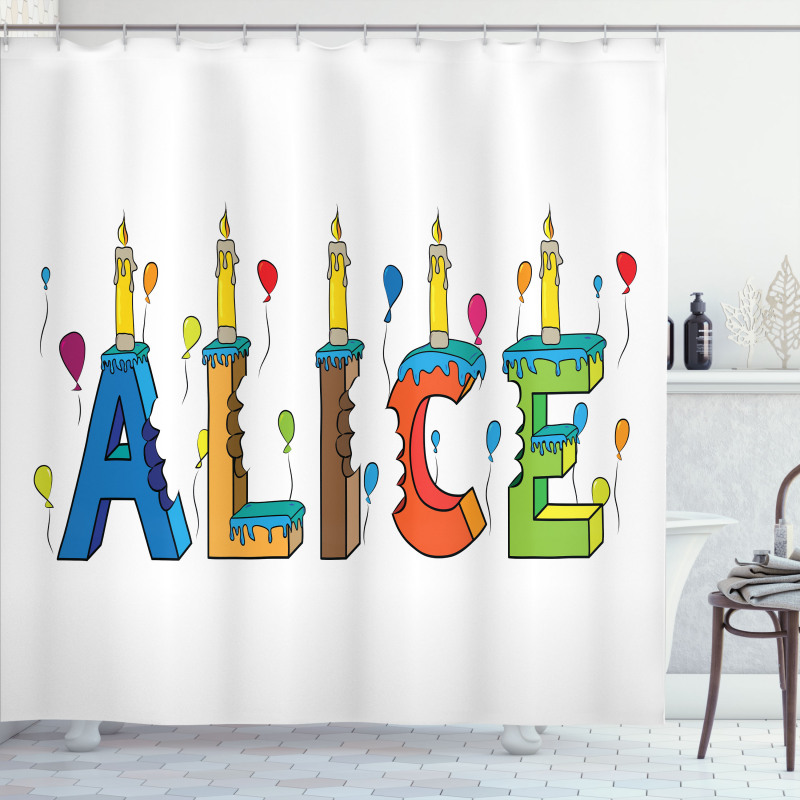 Colorful Girl Name Design Shower Curtain