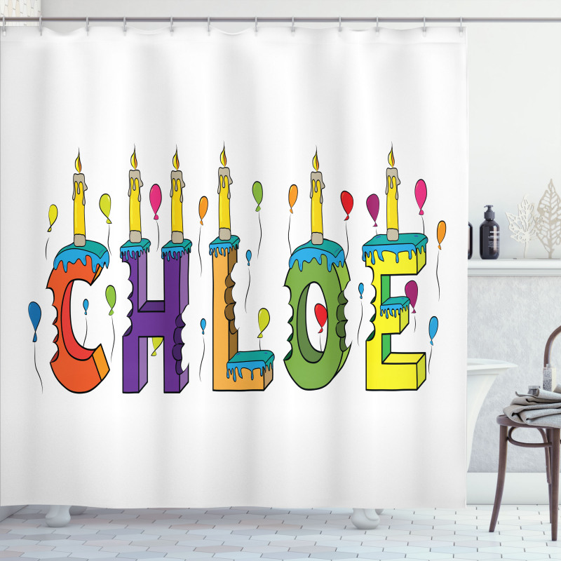 Cheerful Lettering Design Shower Curtain