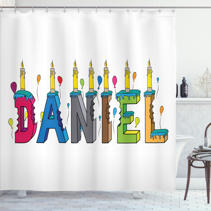 Grooving Male Name Cake Shower Curtain