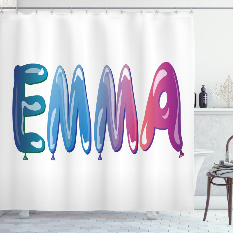Feminine Balloon Name Shower Curtain