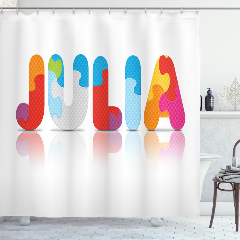 Puzzle Style Letters Shower Curtain