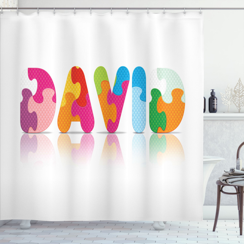 Colorful Puzzle Style Letters Shower Curtain