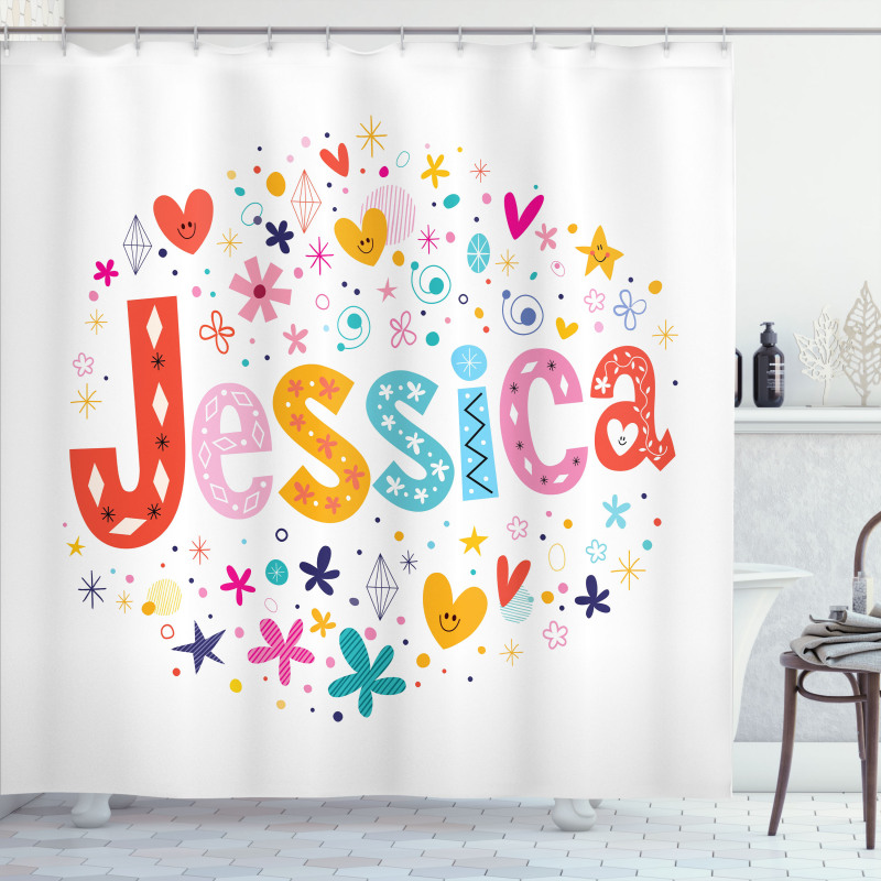 Retro Colorful Motifs Shower Curtain