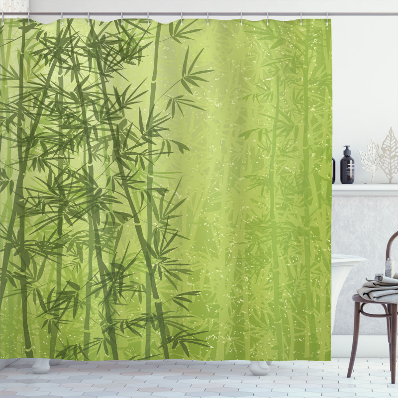 Green Bamboo Growth Shower Curtain