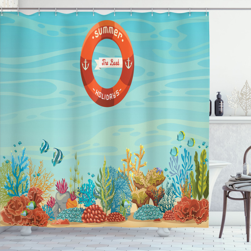 Lifebuoy Coral Reef Shower Curtain