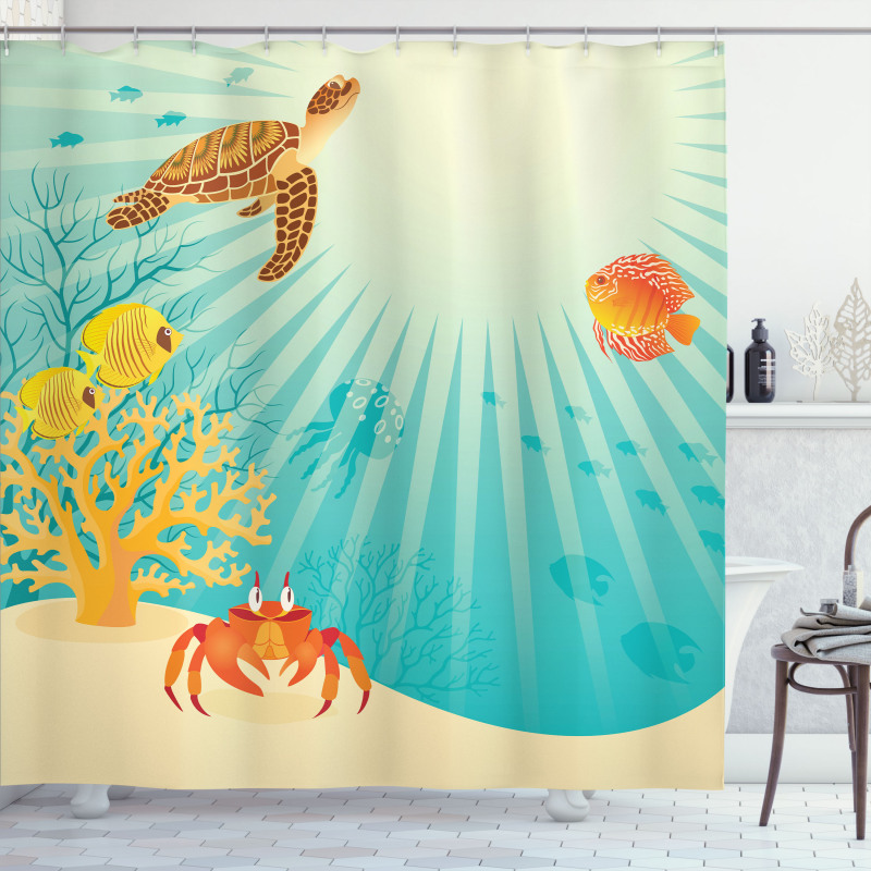 Tropical Animals Cartoon Shower Curtain