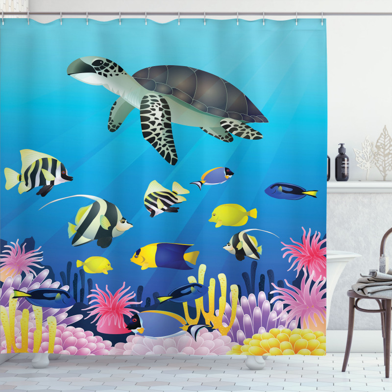 Sea Turtle Coral Reef Shower Curtain