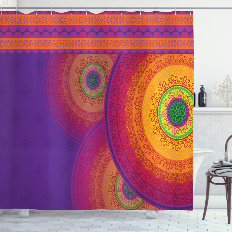 Colorful Mandala Motif Shower Curtain