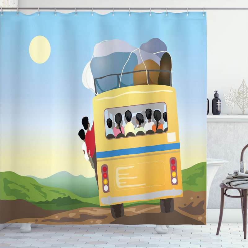 Crowded Yellow Bus Shower Curtain