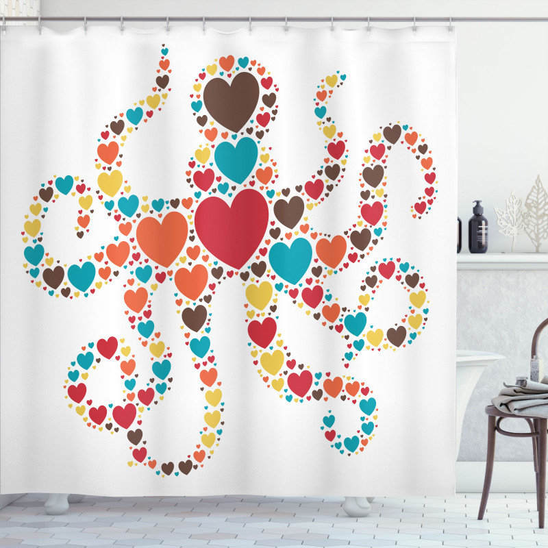 Shape with Hearts Love Shower Curtain