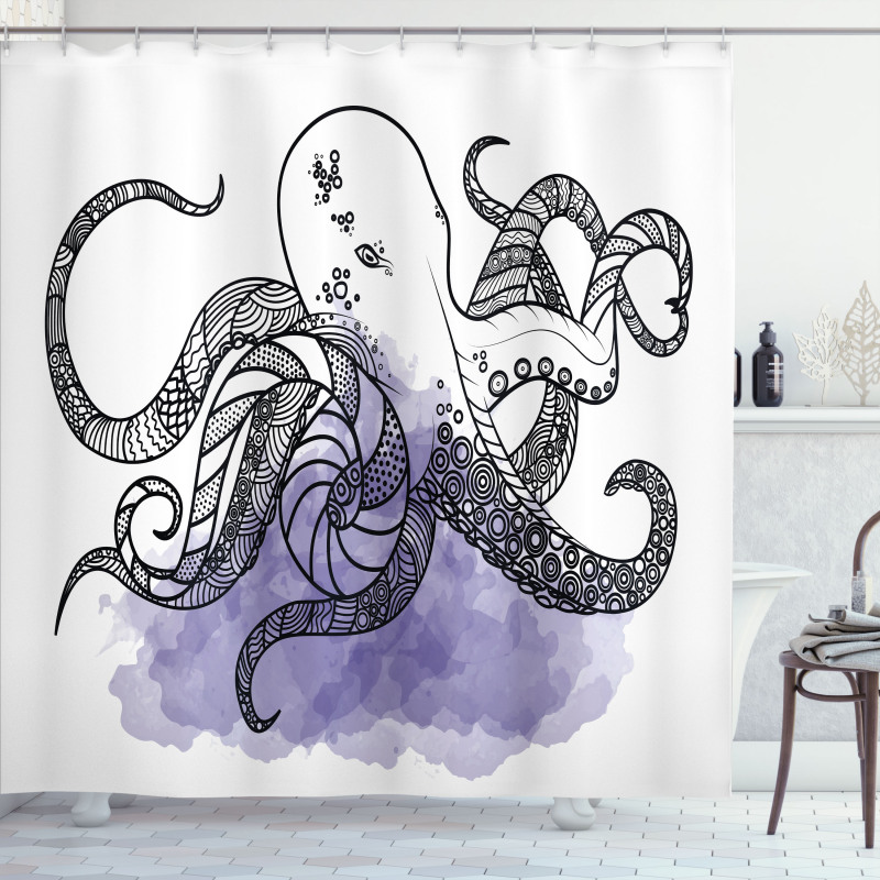 Line Art Animal Shower Curtain