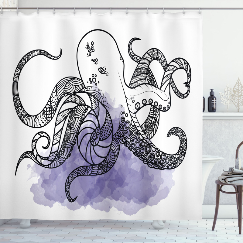 Line Art Animal Shower Curtain