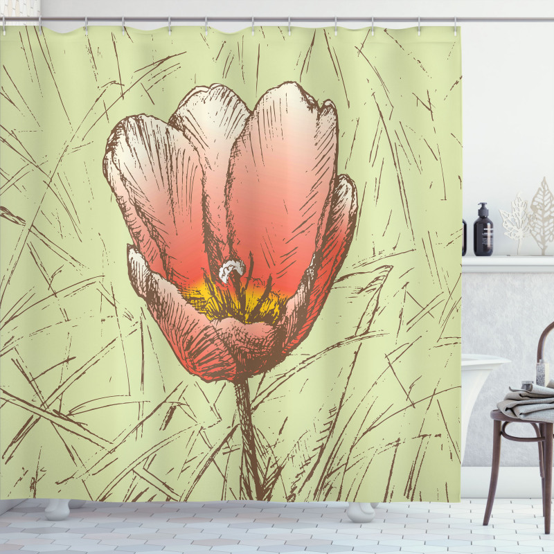 Romantic Flower Sketch Shower Curtain