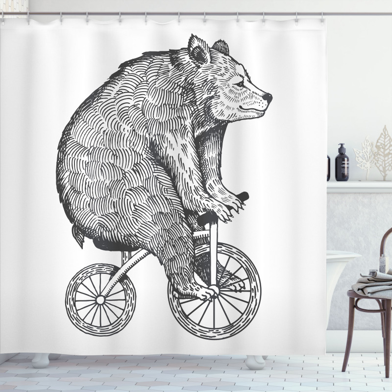 Funny Circus Bear Art Shower Curtain