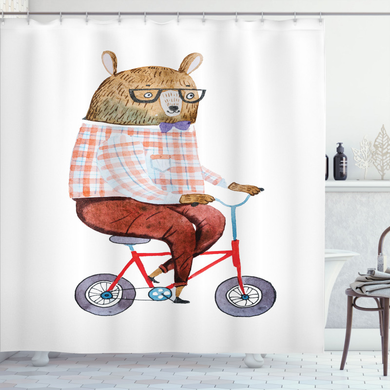 Urban Bear on Bicycle Shower Curtain