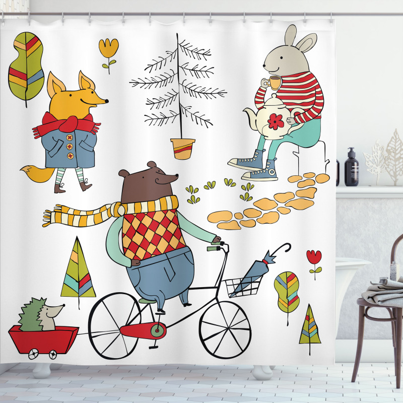 Urban Forest Characters Shower Curtain