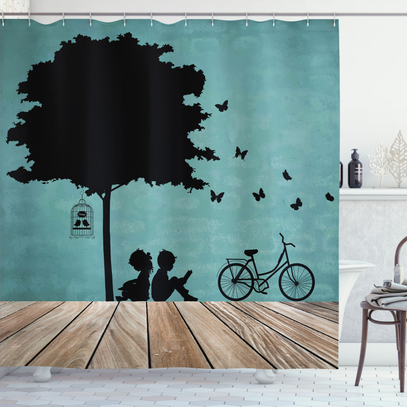 Boy and Girl Under a Tree Shower Curtain