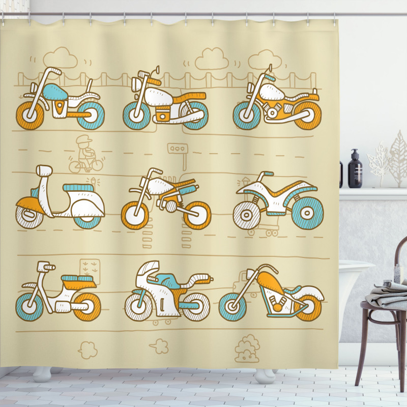 Motorcycles City Traffic Shower Curtain