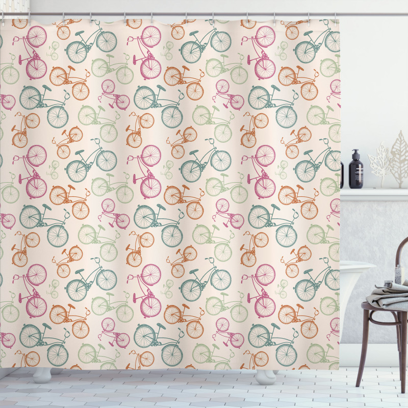 Sketchy Retro Colorful Shower Curtain