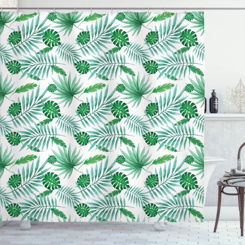 Watercolor Leafage Shower Curtain
