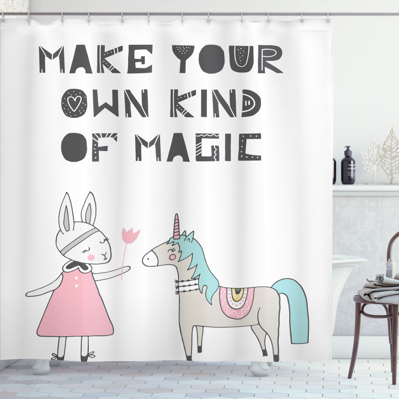 Bunny in Dress Unicorn Shower Curtain