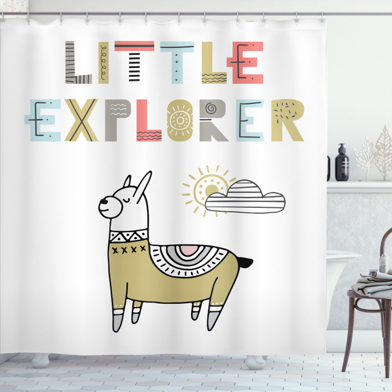 Colorful Llama Explorer Shower Curtain