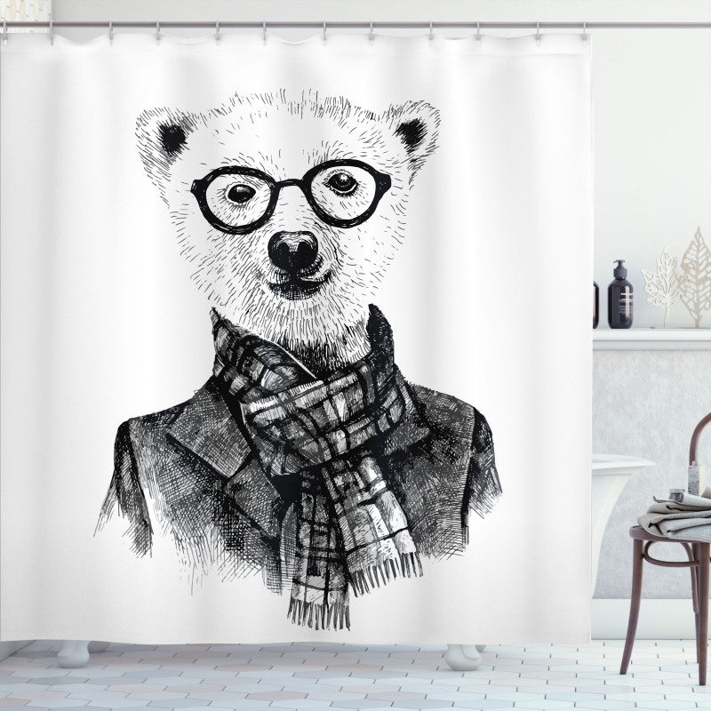 Sketch Bear Shower Curtain