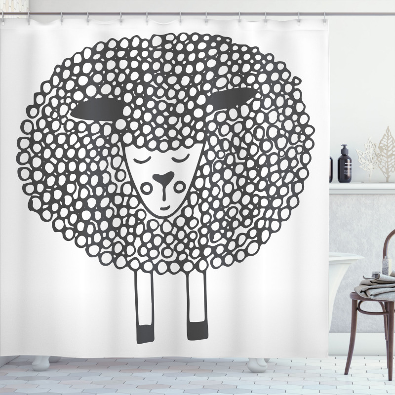 Doodle Sheep Shower Curtain