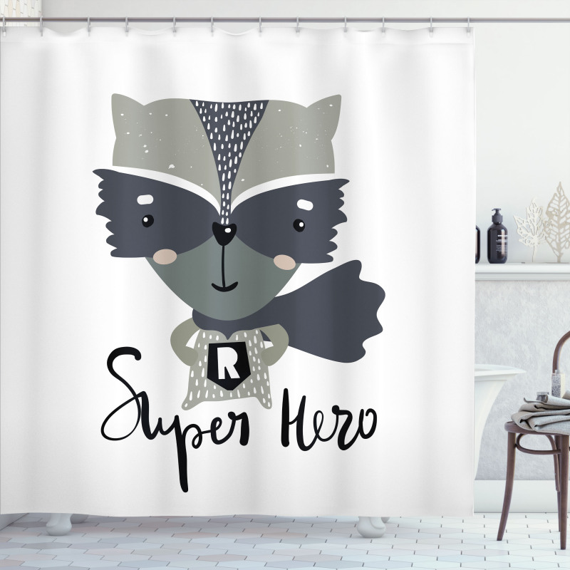 Super Hero Raccoon Shower Curtain