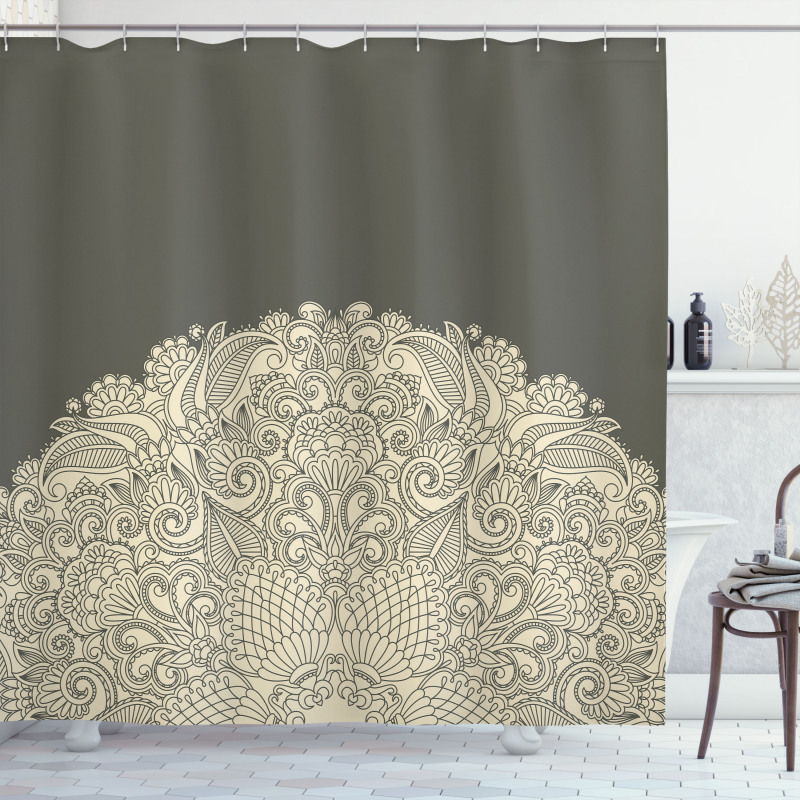 Floral Half Mandala Shower Curtain