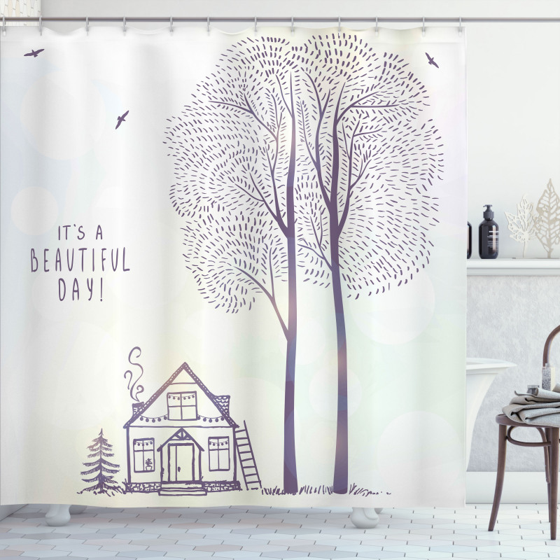 Sketch Country House Shower Curtain