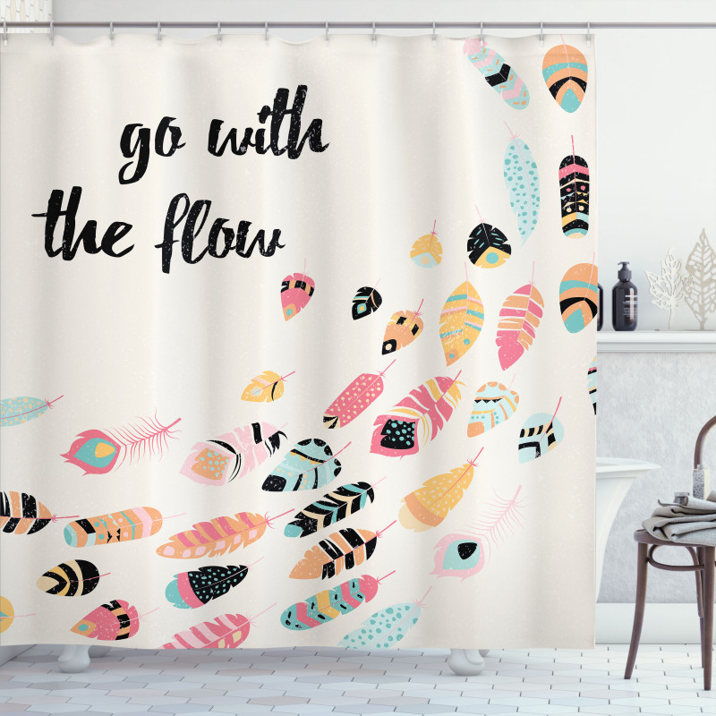 Go with the Flow Words Shower Curtain