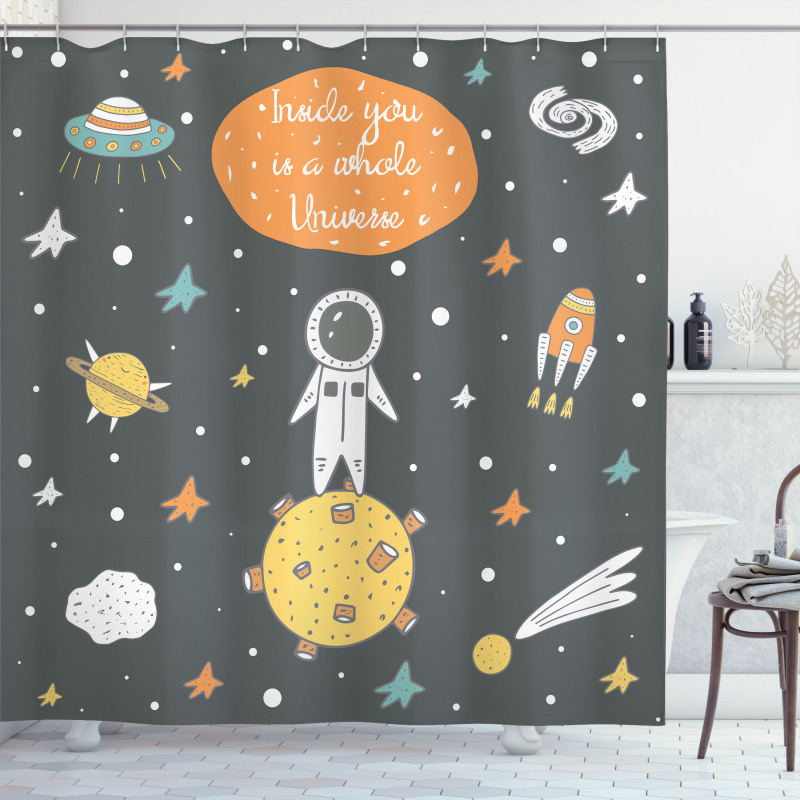 Doodle Astronaut Shower Curtain