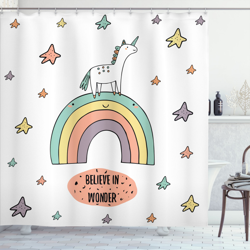 Rainbow Colorful Stars Shower Curtain