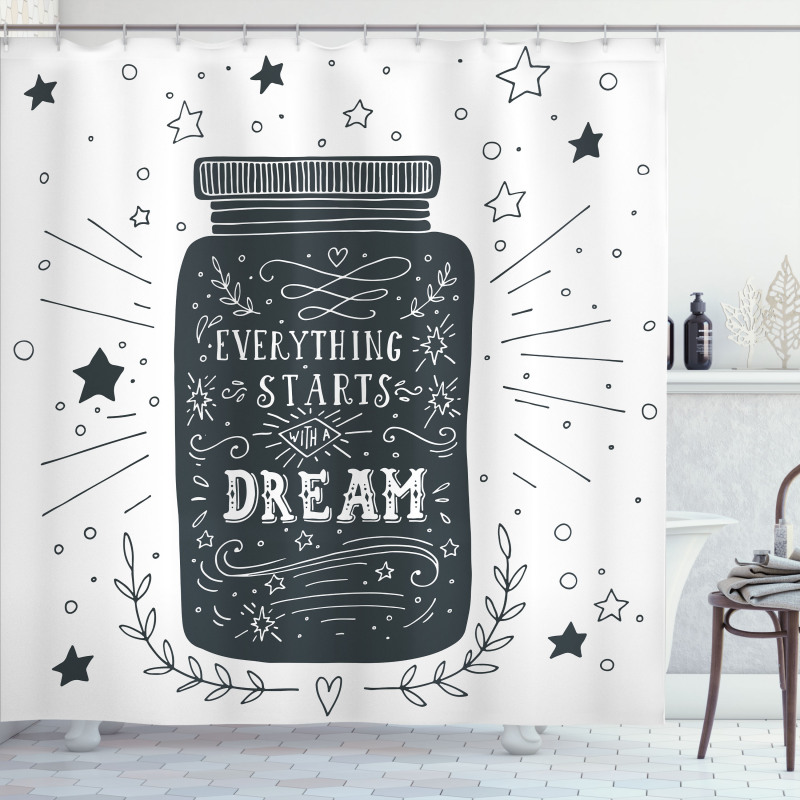 Saying on Jar with Stars Shower Curtain