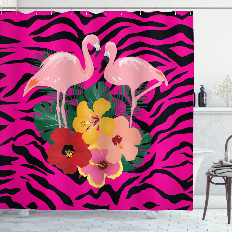 Exotic Flamingo Boho Shower Curtain