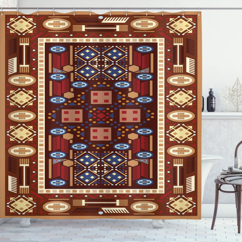 Oriental Rhombus Design Shower Curtain