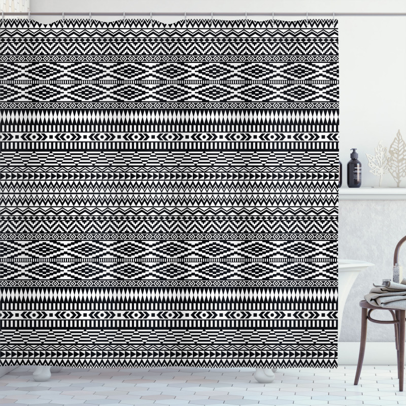 Tribal Shapes Pattern Shower Curtain