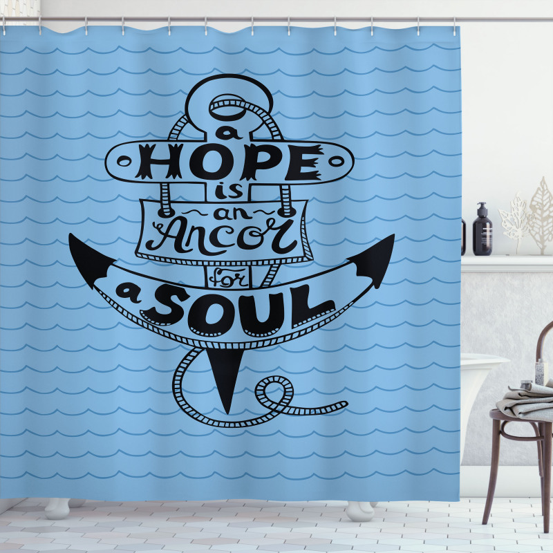 Anchor in the Wavy Ocean Shower Curtain