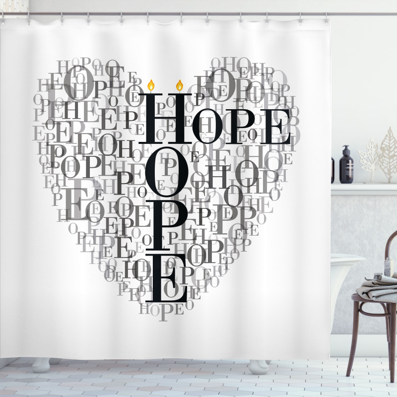 Heart Shaped Hope Word Shower Curtain