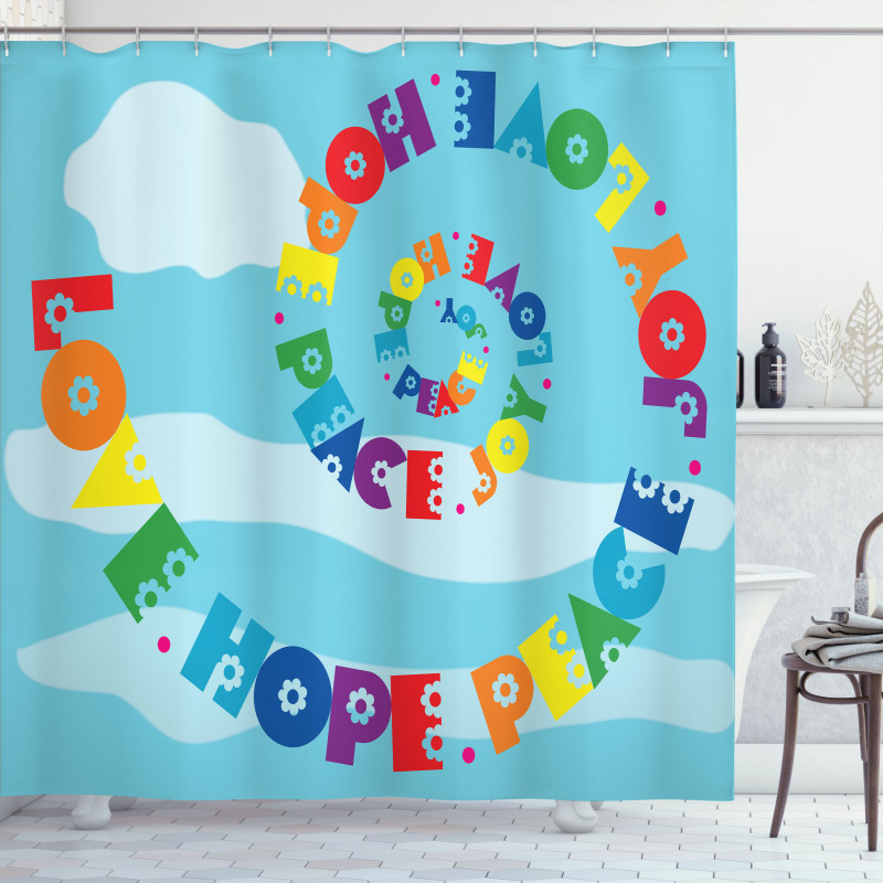 Love Hope Peace Joy Words Shower Curtain