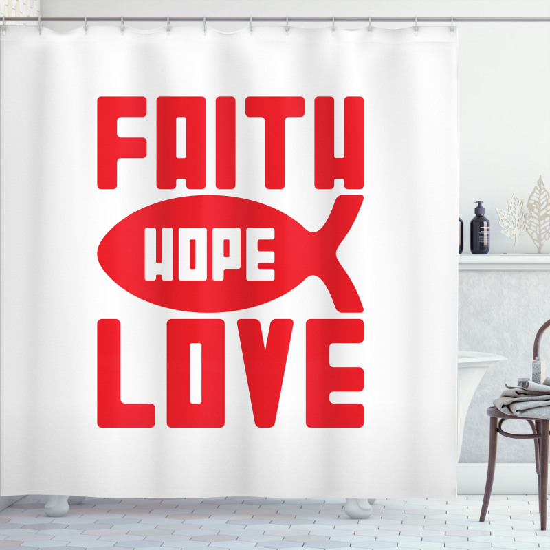 Monochrome Fish and Words Shower Curtain