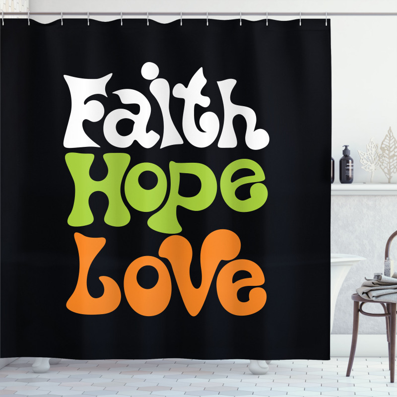 Vintage Faith Love Words Shower Curtain